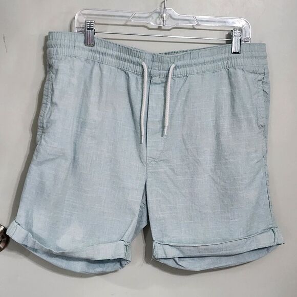 H&M Mens Shorts L Blue 100% Cotton Pull On With Pockets - Picture 1 of 5